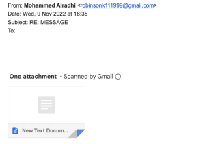 Example of Email Scam